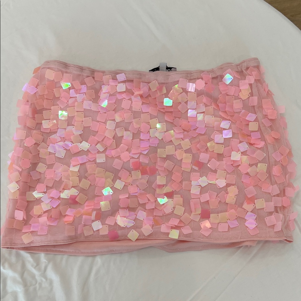 Pink Sequin Mini Skirt - Women